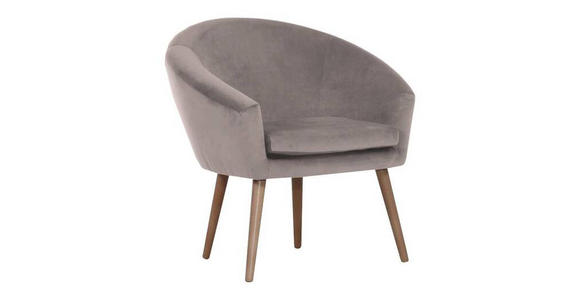 SESSEL Samt Grau - Naturfarben/Grau, Design, Holz/Textil (73/73/66cm) - Carryhome
