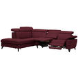 ECKSOFA in Echtleder Weinrot  - Weinrot/Schwarz, Design, Leder/Metall (239/289cm) - Cantus