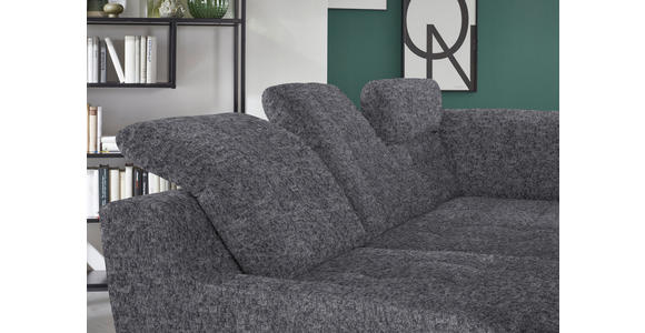 ECKSOFA in Chenille Anthrazit  - Anthrazit/Schwarz, KONVENTIONELL, Textil/Metall (281/200cm) - Carryhome