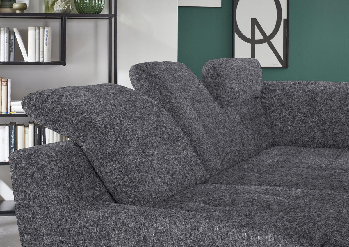 HÖRNSOFFA i chenille antracit  - svart/antracit, Klassisk, metall/textil (281/200cm) - MID.YOU