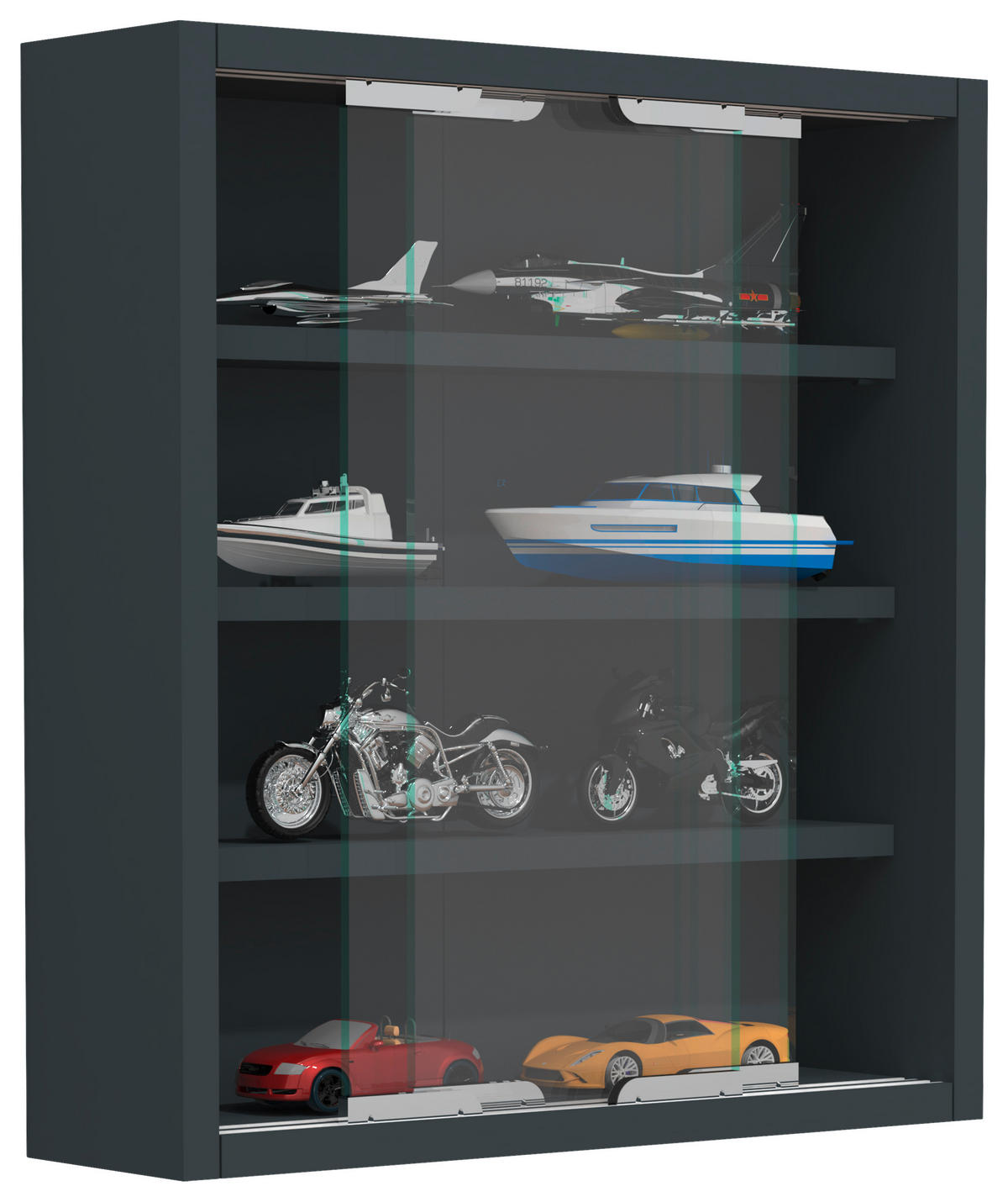 HÄNGEVITRINE in Anthrazit  - Anthrazit/Silberfarben, Modern, Glas/Holzwerkstoff (37/40/10cm) - MID.YOU