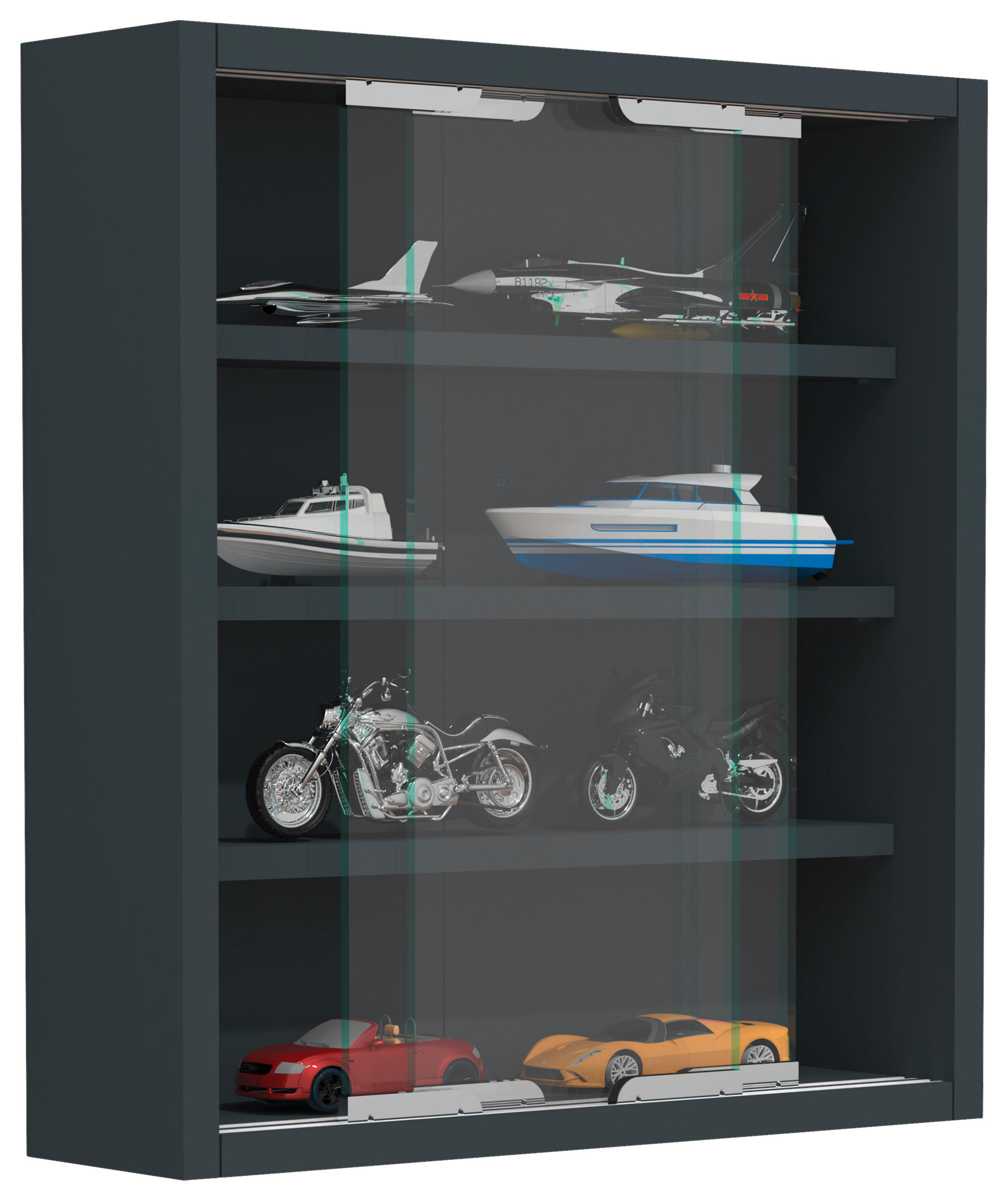 Thumbnail - Mid.you Hängevitrine, Anthrazit, Holzwerkstoff, 3 Fächer, 37x40x10 cm, hängend, Wohnzimmer, Wohnwände, Vitrinenschränke