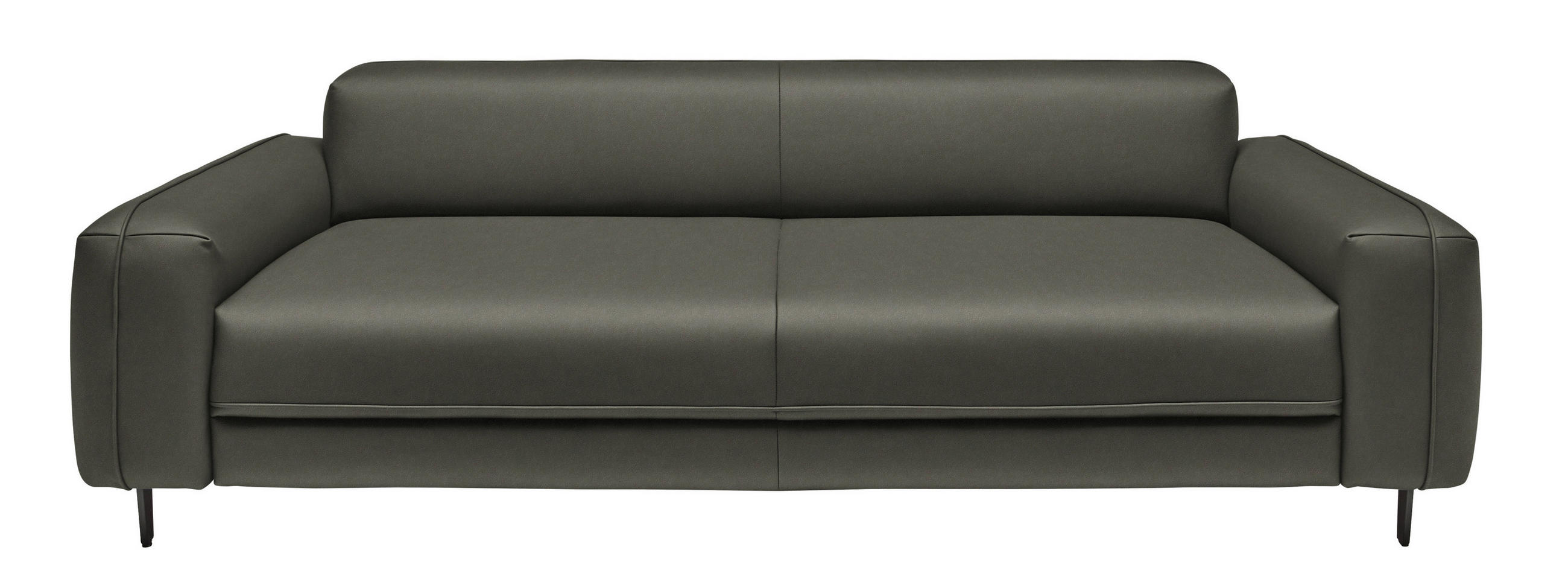 3-SITZER-SOFA Echtleder Graubraun  - Anthrazit/Graubraun, Design, Leder/Metall (230/70/109cm) - Johann Jakob