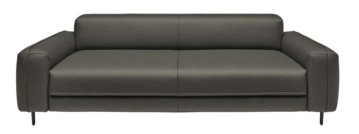 3-SITZER-SOFA  in Echtleder Graubraun   - Anthrazit/Graubraun, Design, Leder/Metall (230/70/109cm) - Johann Jakob