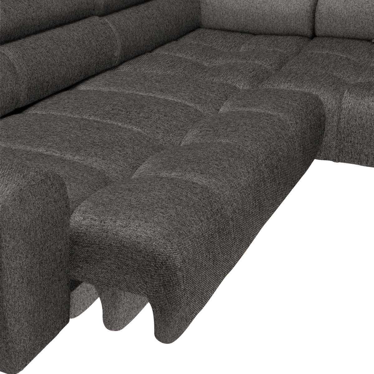 ECKSOFA in Webstoff Graubraun  - Graubraun/Schwarz, Design, Textil/Metall (270/177cm) - Welnova