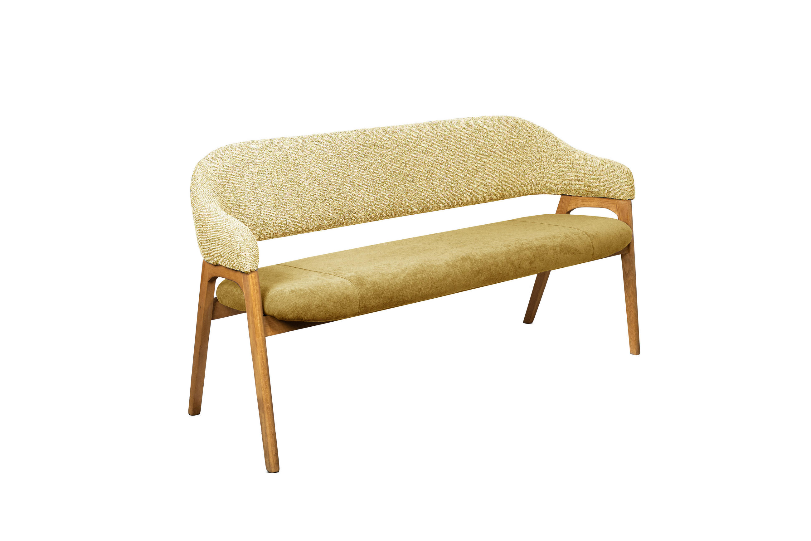 SITZBANK 168/84/56 cm Batist, Bouclé Gelb Holz  - Eichefarben/Gelb, KONVENTIONELL, Holz/Textil (168/84/56cm) - Linea Natura