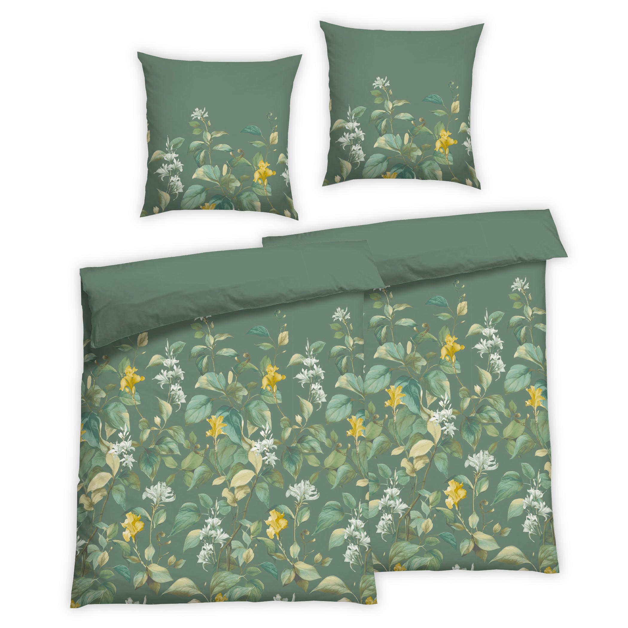 BETTWÄSCHE 4-teilig Satin 135/200 cm  - Dunkelgrün, Basics, Textil (135/200cm) - Florella