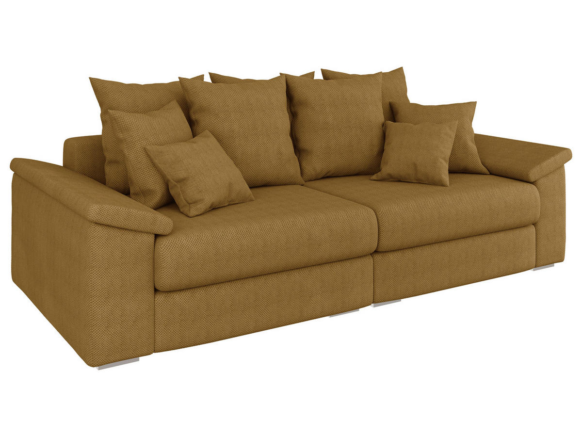 BIGSOFA TERMINI Velours, Webstoff Gelb  - Gelb/Beige, Design, Holz/Textil (260/98/123cm) - MID.YOU