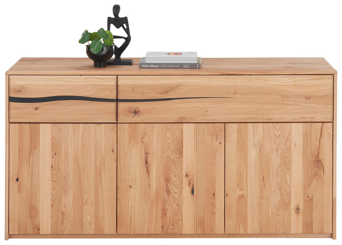 KOMMODE , 150/80/45 cm, 2 Schublade(n)  - Wildeiche/Anthrazit, Natur, Holz (150/80/45cm) - Valnatura