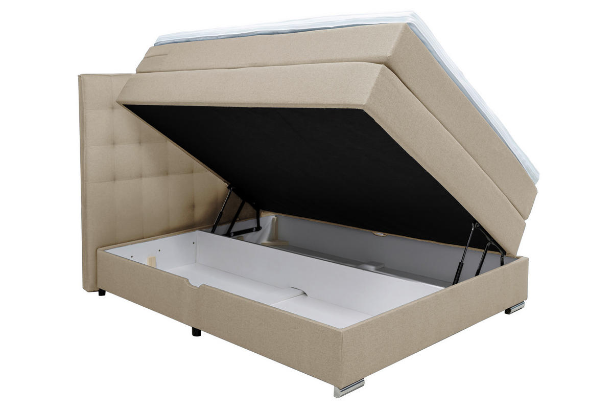 BOXSPRINGBETT 120/200 cm  in Beige  - Chromfarben/Beige, Konventionell, Kunststoff/Textil (120/200cm) - Boxxx