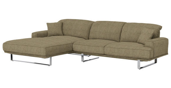 ECKSOFA in Webstoff Braun  - Braun, Design, Textil/Metall (184/304cm) - Dieter Knoll