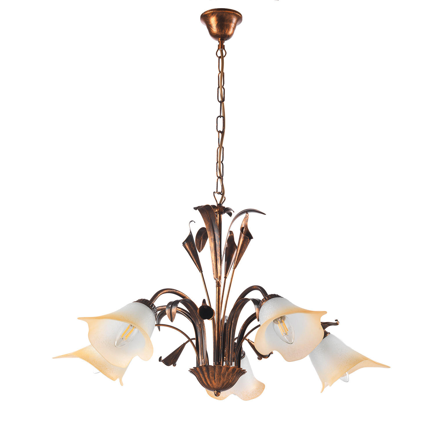 KRONLEUCHTER 70/100 cm   - Bronzefarben, Natur, Glas/Metall (70/100cm)