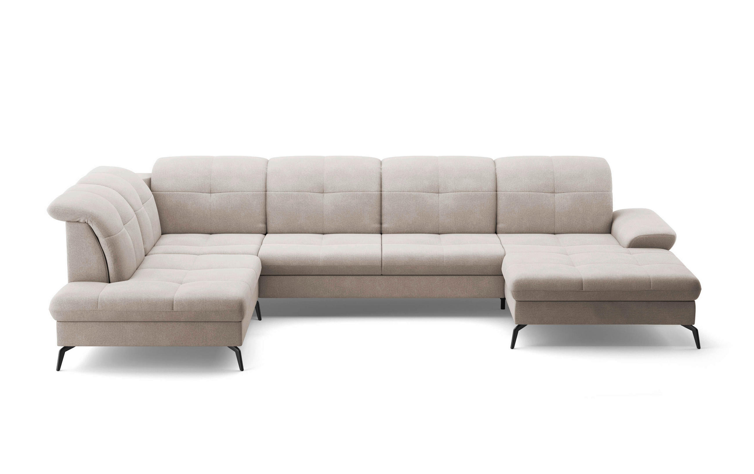 WOHNLANDSCHAFT in Flachgewebe Greige  - Greige/Schwarz, Konventionell, Textil/Metall (231/357/185cm) - Sit & More