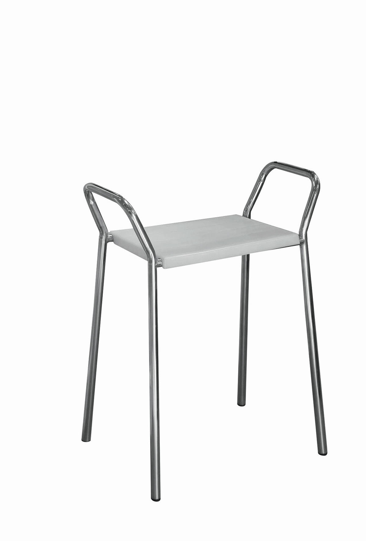 BADHOCKER - Chromfarben/Weiß, Basics, Kunststoff/Metall (60/72/38cm)