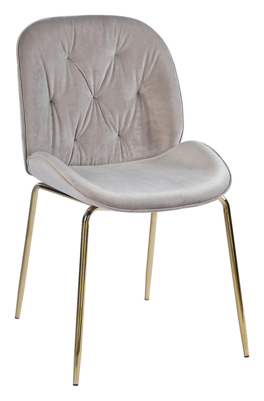STOLIČKA, 48/85/62 cm - sivohnedá/zlatá, Design, kov/textil (48/85/62cm) - Novel