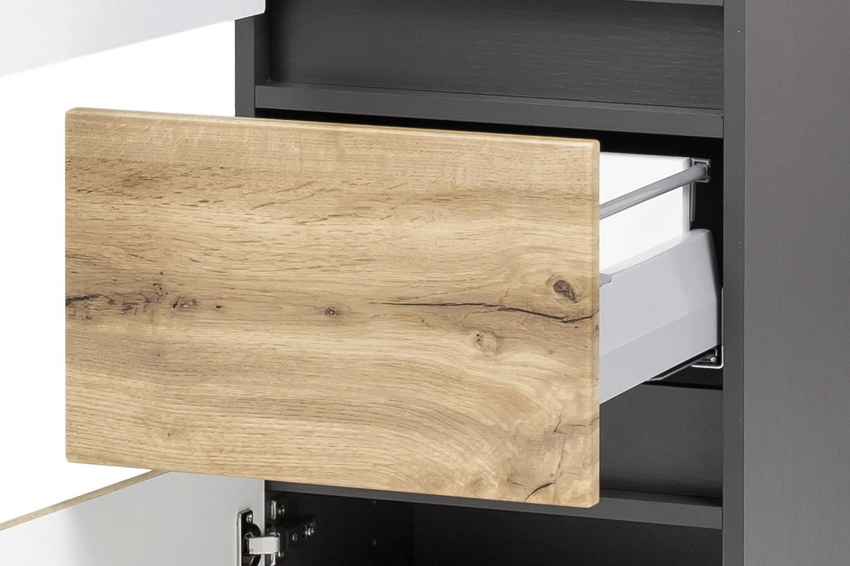 HOCHSCHRANK 40/180/35 cm  - Eichefarben/Silberfarben, KONVENTIONELL, Holzwerkstoff/Kunststoff (40/180/35cm) - Held