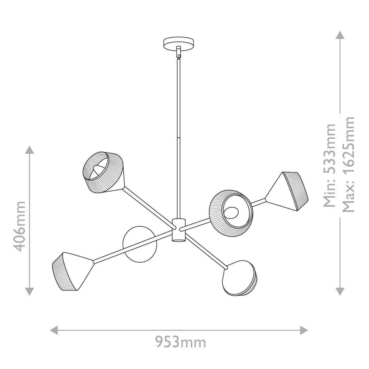 KRONLEUCHTER 40,6/95,3 cm   - Schwarz/Naturfarben, KONVENTIONELL, Textil/Metall (40,6/95,3cm) - Elstead Lighting