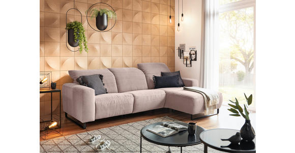 ECKSOFA in Cord Rosa  - Schwarz/Rosa, KONVENTIONELL, Textil/Metall (266/180cm) - Hom`in