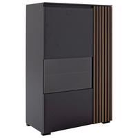 HIGHBOARD Anthrazit, Nussbaumfarben  87/136/45 cm  - Anthrazit/Nussbaumfarben, Design, Glas/Holz (87/136/45cm) - Moderano