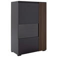 HIGHBOARD Anthrazit, Nussbaumfarben  87/136/45 cm  - Anthrazit/Nussbaumfarben, Design, Glas/Holz (87/136/45cm) - Moderano