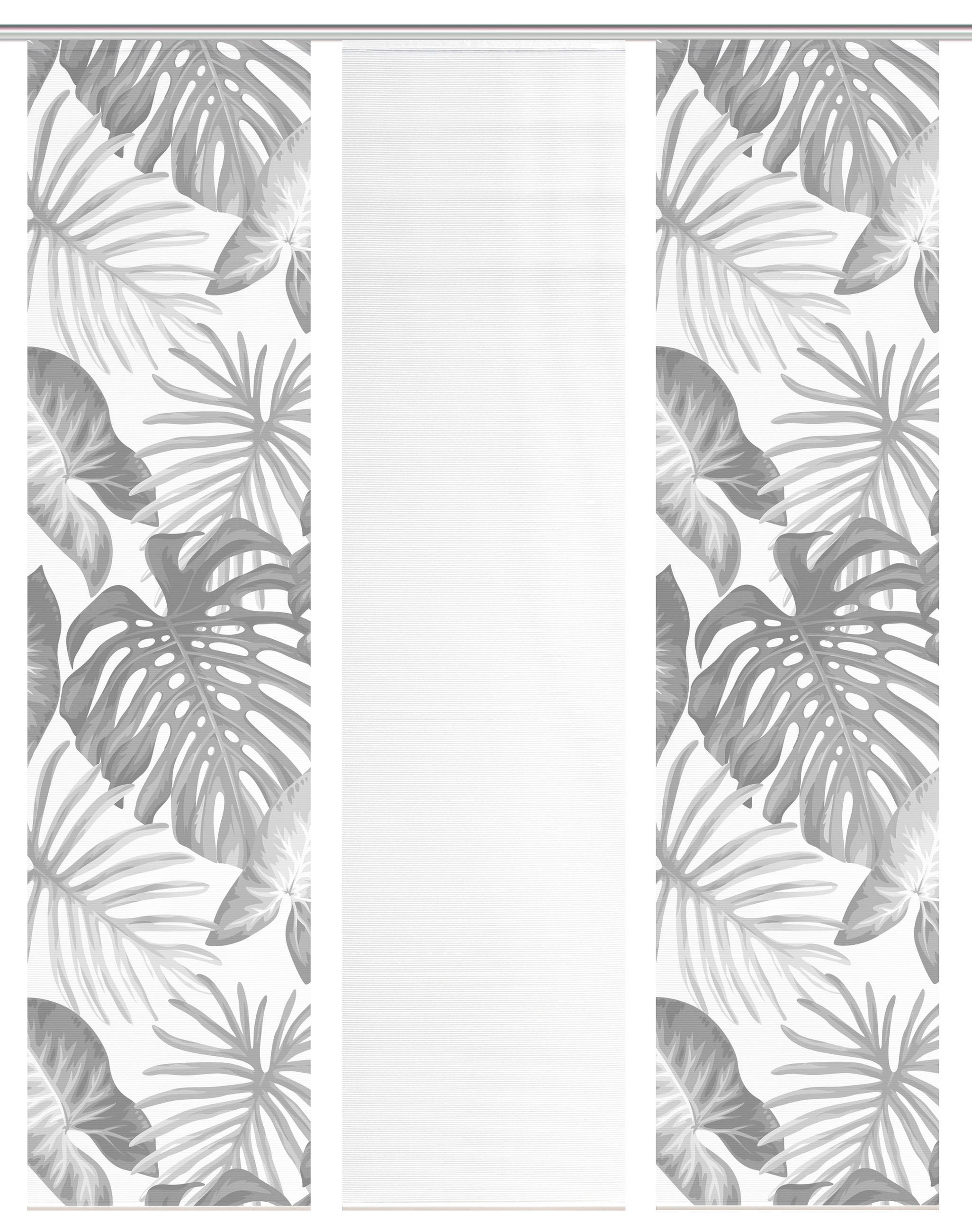 FLÄCHENVORHANG  3 Stück  blickdicht  180/260 cm   - Weiß/Grau, Natur, Textil (180/260cm)