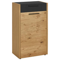 SCHUHSCHRANK Eiche, Balkeneiche furniert Schwarz, Eichefarben  - Eichefarben/Schwarz, Design, Holz/Holzwerkstoff (61/103/37cm)