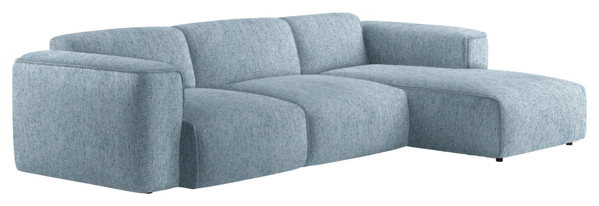 ECKSOFA Blau Webstoff Rücken echt  - Blau/Schwarz, Design, Kunststoff/Textil (290/171cm) - home24