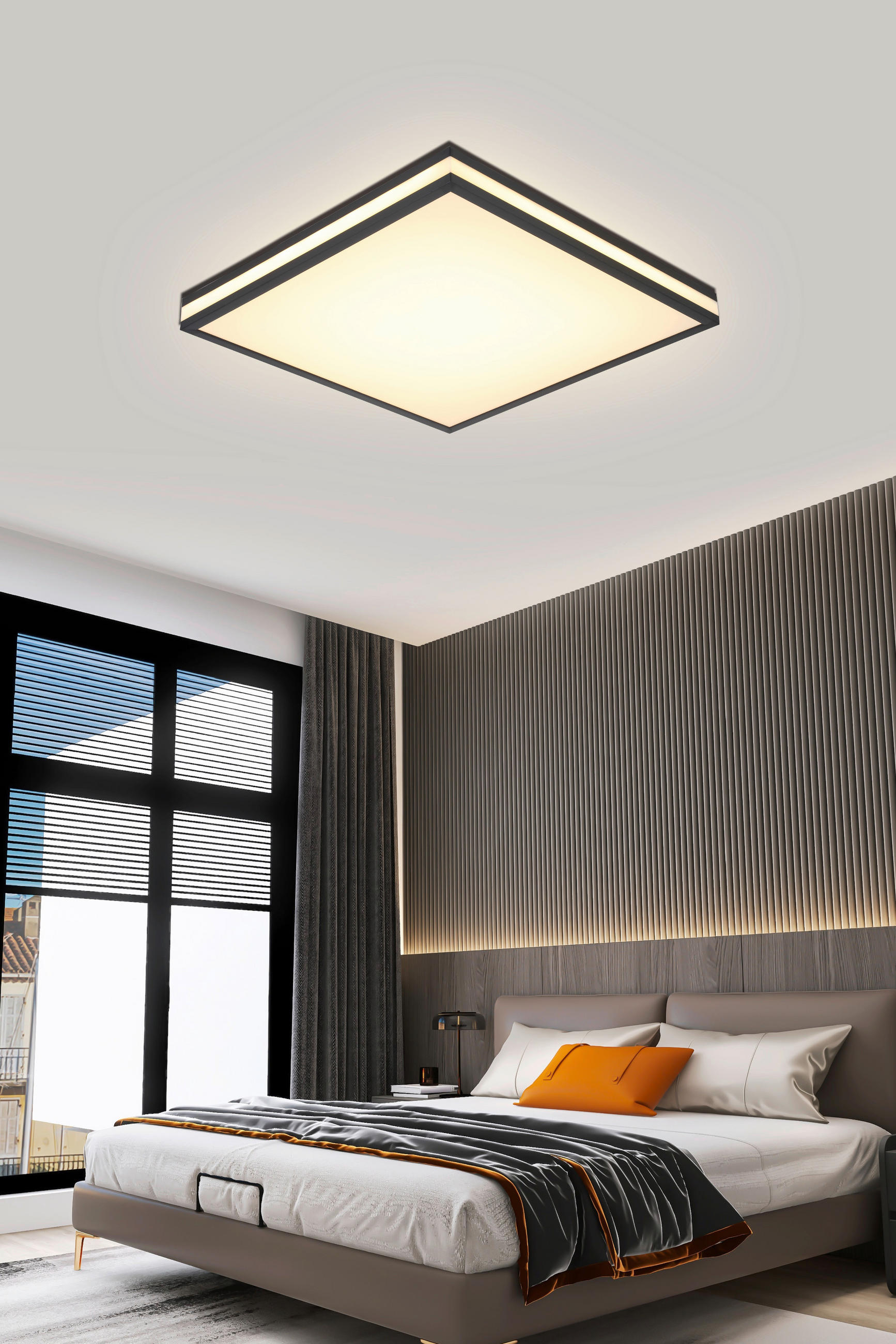 STROPNÉ LED SVIETIDLO, 45/45/7,5 cm - čierna/biela, Lifestyle, kov/plast (45/45/7,5cm) - Novel