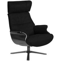 RELAXSESSEL Echtleder Relaxfunktion, Kopfteilverstellung    - Schwarz, Design, Leder/Holz (79/111/83cm) - Conform