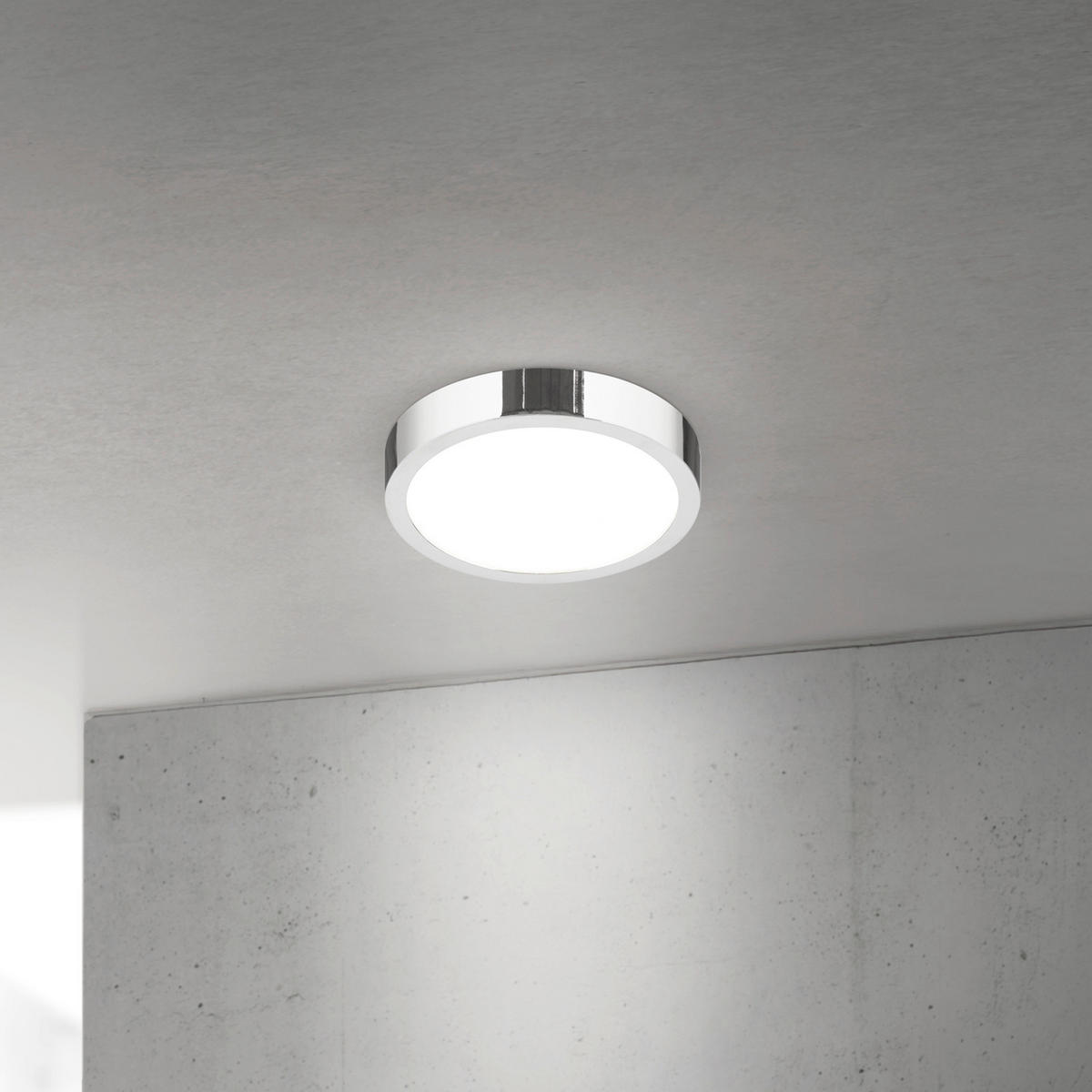 LED-DECKENLEUCHTE Disc 14/2,4 cm   - Chromfarben, Design, Glas/Metall (14/2,4cm)