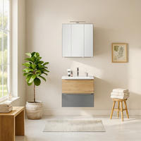 BADEZIMMER 2-teilig  in 60 cm  - Wildeiche/Edelstahlfarben, Trend, Glas/Holzwerkstoff (60cm) - Held