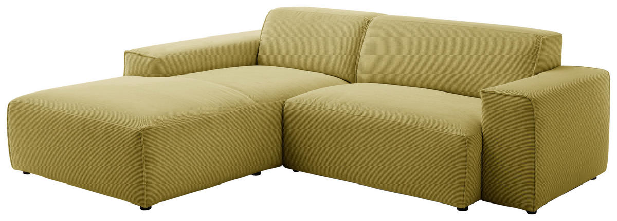 ECKSOFA in Cord Gelb, Grün  - Gelb/Schwarz, Design, Kunststoff/Textil (189/230cm) - Pure Home Lifestyle