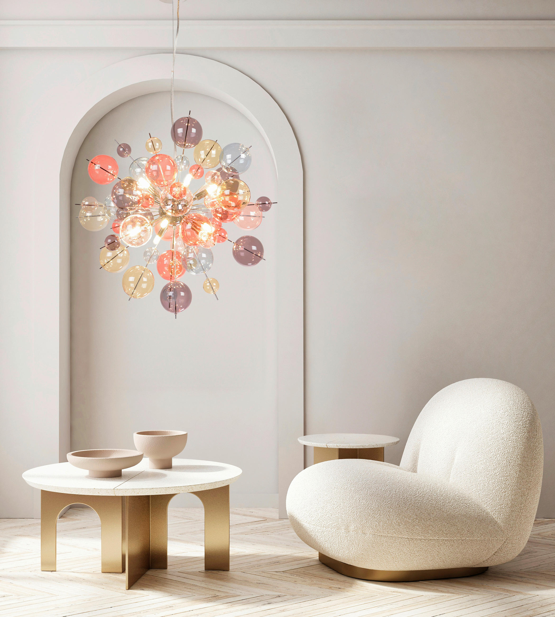 HÄNGELEUCHTE EXPLOSION 65/193 cm   - Chromfarben/Multicolor, Design, Glas/Metall (65/193cm) - Näve