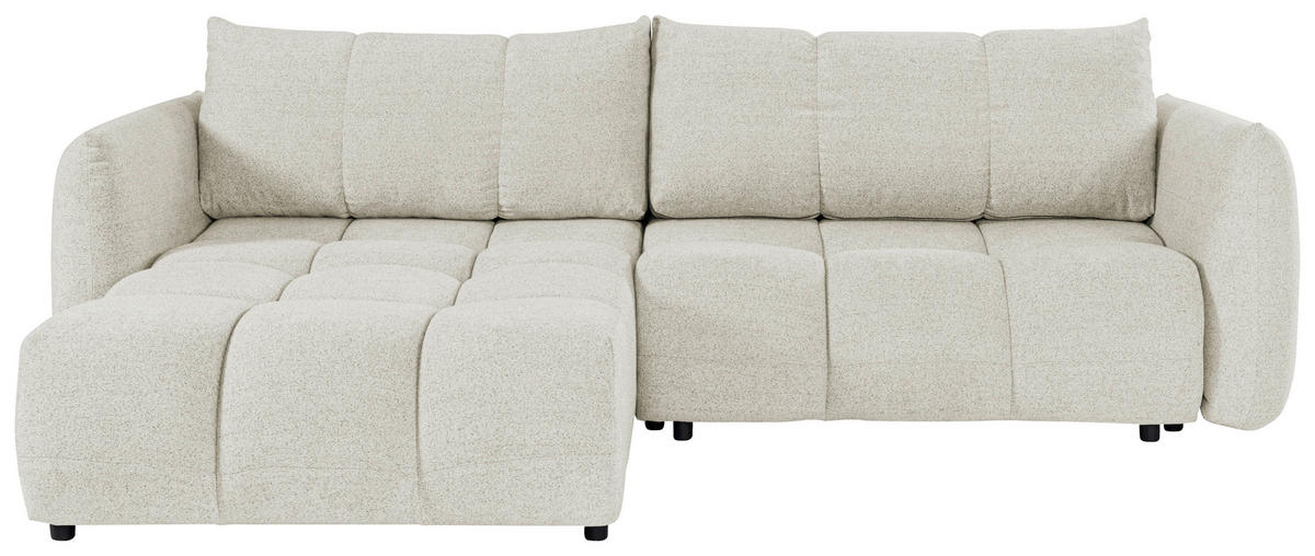 ECKSCHLAFSOFA Flachgewebe Beige  inkl.  - Beige/Schwarz, KONVENTIONELL, Kunststoff/Textil (273/188cm) - Livetastic