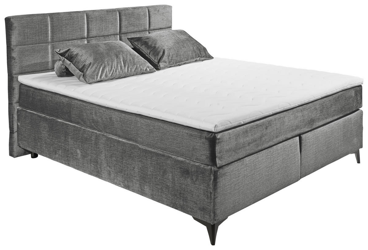 BOXSPRINGBETT 180/200 cm  in Grau  - Schwarz/Grau, Design, Holzwerkstoff/Kunststoff (180/200cm) - Xora