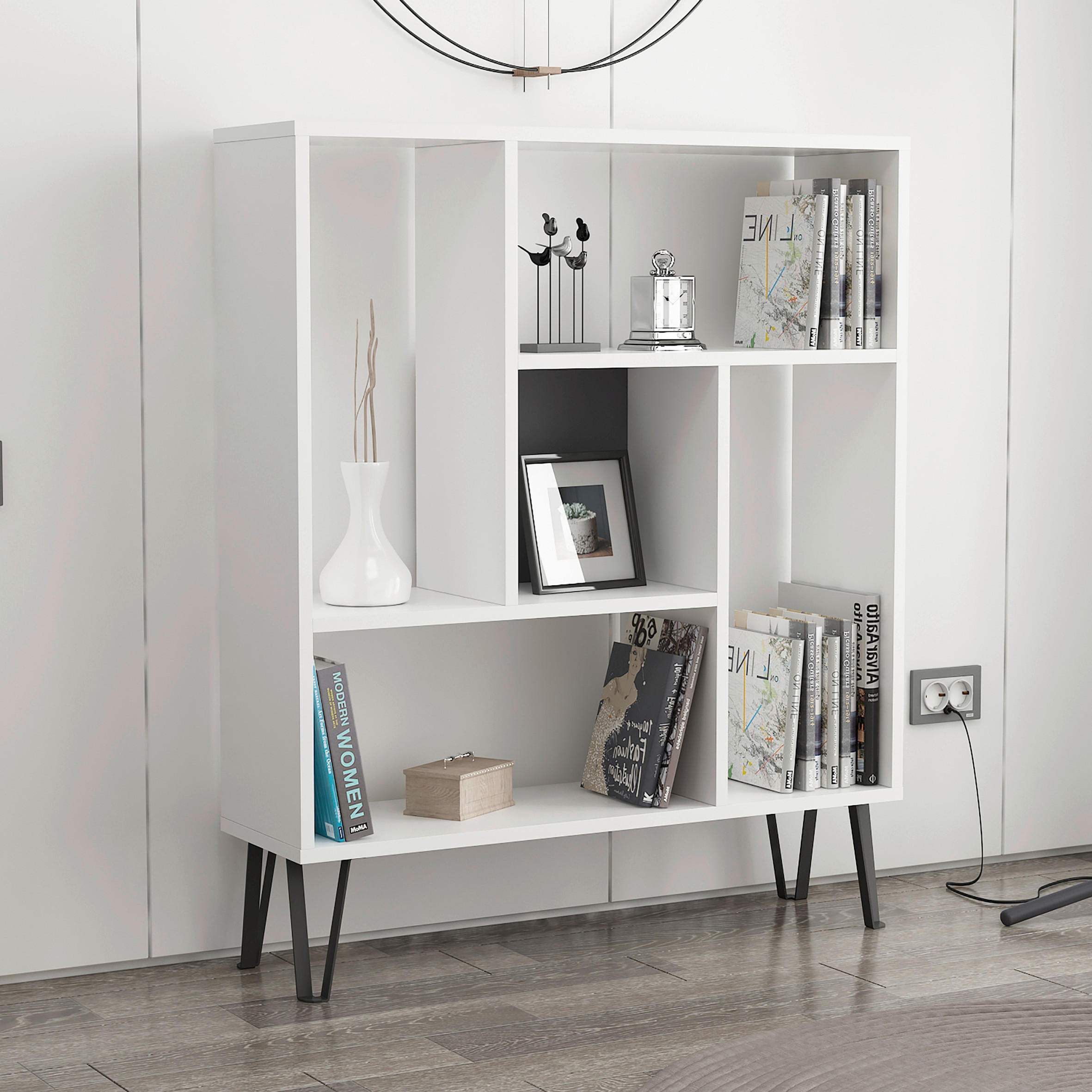 REGAL  90/107,8/25 cm Anthrazit, Weiss  - Weiss/Anthrazit, Design, Holzwerkstoff (90/107,8/25cm) - Livetastic