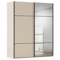 SCHWEBETÜRENSCHRANK 201/223/68 cm,  in Champagner, 2 Tür(en)  - Champagner/Schwarz, KONVENTIONELL, Glas/Holzwerkstoff (201/223/68cm) - Novel