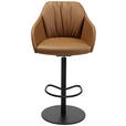 BARHOCKER in Metall, Leder Cognac  - Cognac/Schwarz, Design, Leder/Metall (59/109,5-120/42cm) - Johann Jakob