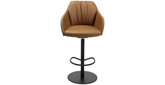BARHOCKER in Metall, Leder Cognac - Cognac/Schwarz, Design, Leder/Metall (59/109,5-120/42cm) - Johann Jakob
