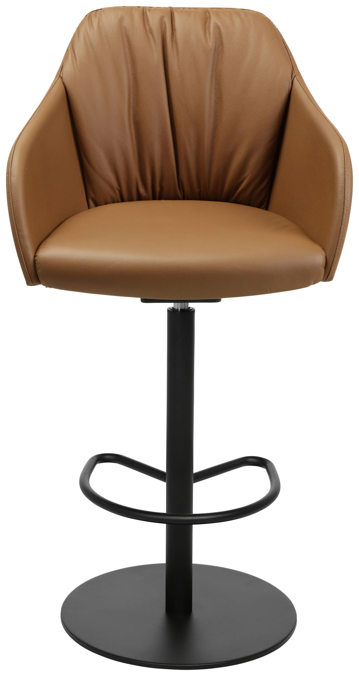BARHOCKER in Metall, Leder Cognac  - Cognac/Schwarz, Design, Leder/Metall (59/109,5-120/42cm) - Johann Jakob