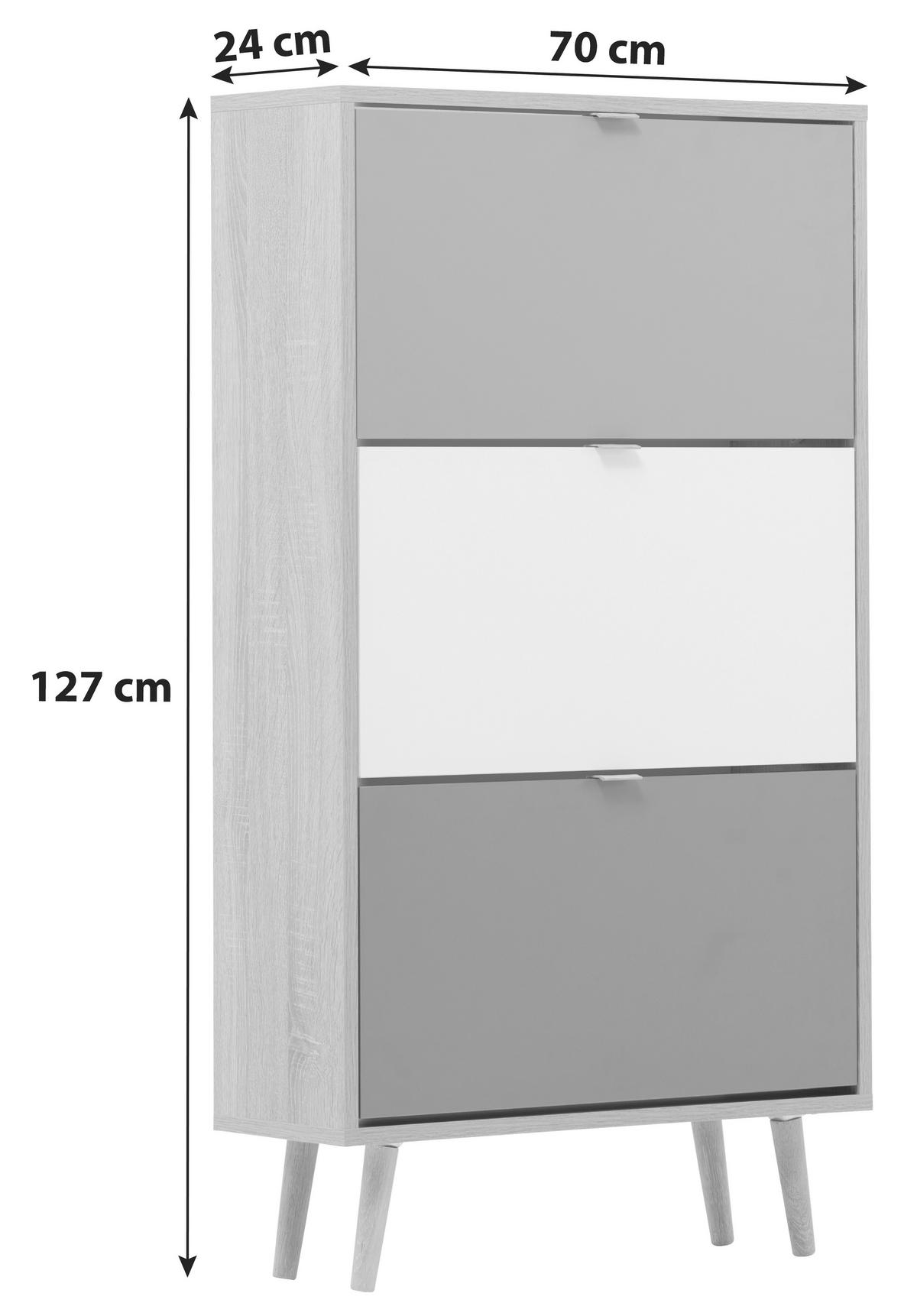 SCHUHKIPPER  in 70/127/24 cm  - Eichefarben/Weiß, Trend, Holz/Holzwerkstoff (70/127/24cm) - MID.YOU