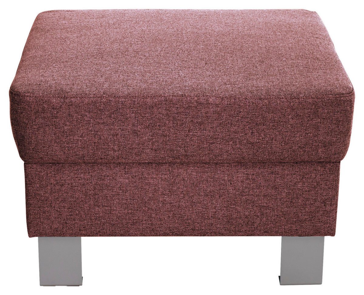 HOCKER Webstoff Hellrot  - Hellrot/Silberfarben, Design, Textil/Metall (62/41/62cm) - Xora