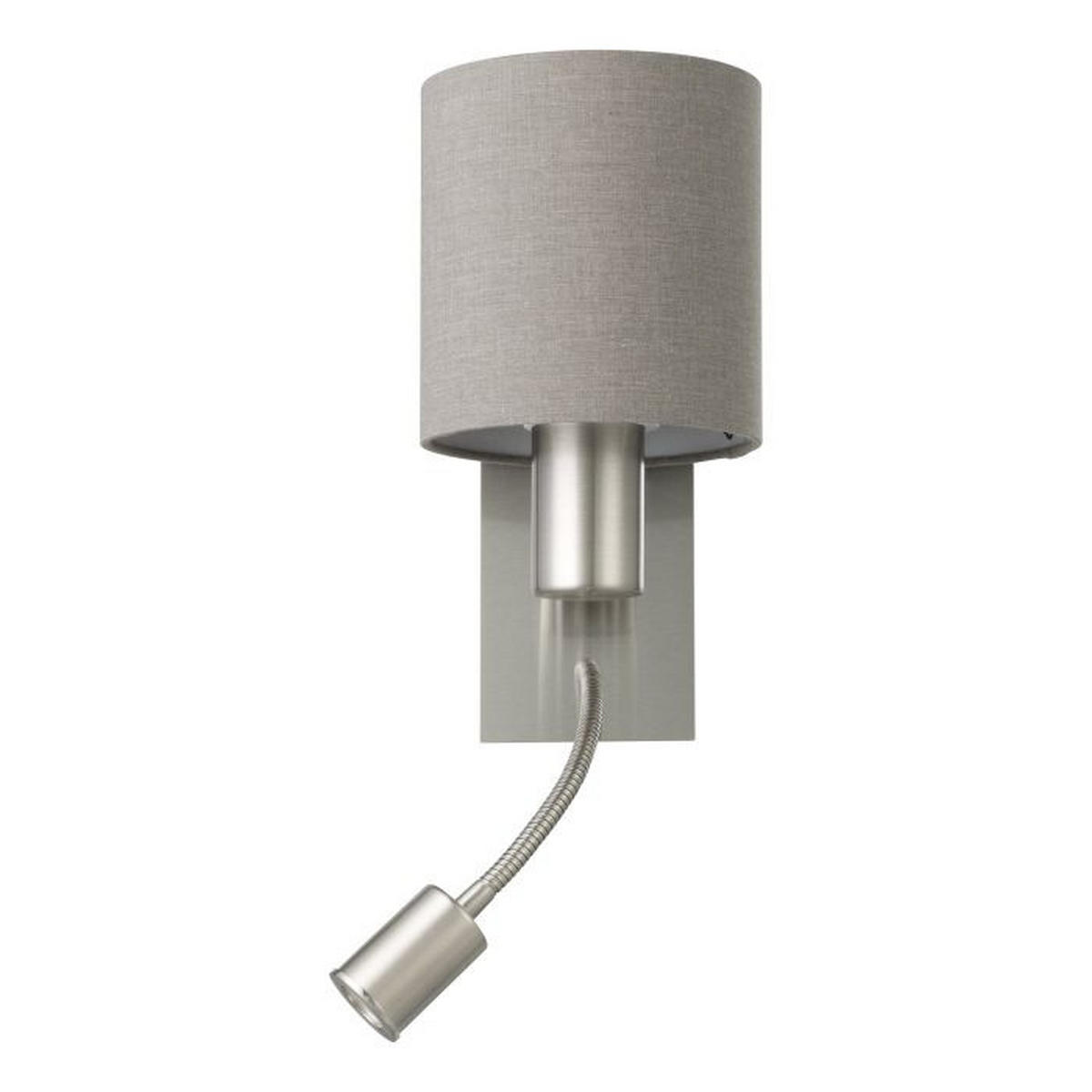 ZIDNA LAMPA PASTERI  - svetlosiva, Osnovno, metal/tekstil (38cm)