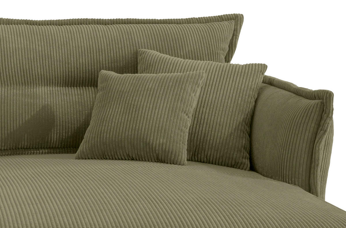 ECKSOFA Olivgrün Cord  - Schwarz/Olivgrün, MODERN, Textil/Metall (255/180cm) - Livetastic