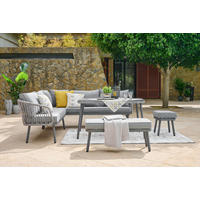 VRTNA LOUNGE GARNITURA tkanina jeklo  - siva, Moderno, kovina/umetna masa (224/220cm) - Ambia Garden