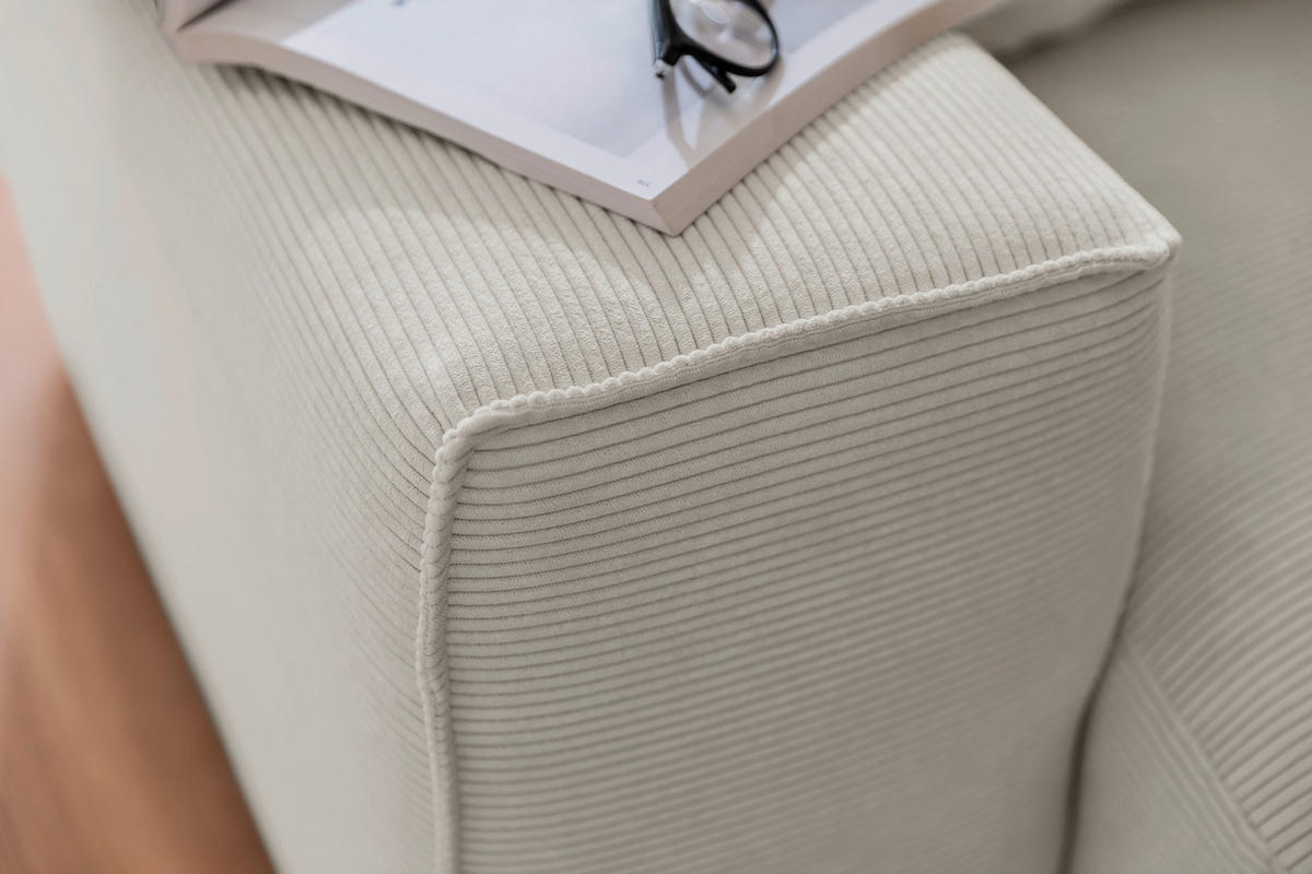 ECKSOFA Weiß Cord  - Schwarz/Weiß, Design, Kunststoff/Textil (270/210cm) - Pure Home Lifestyle