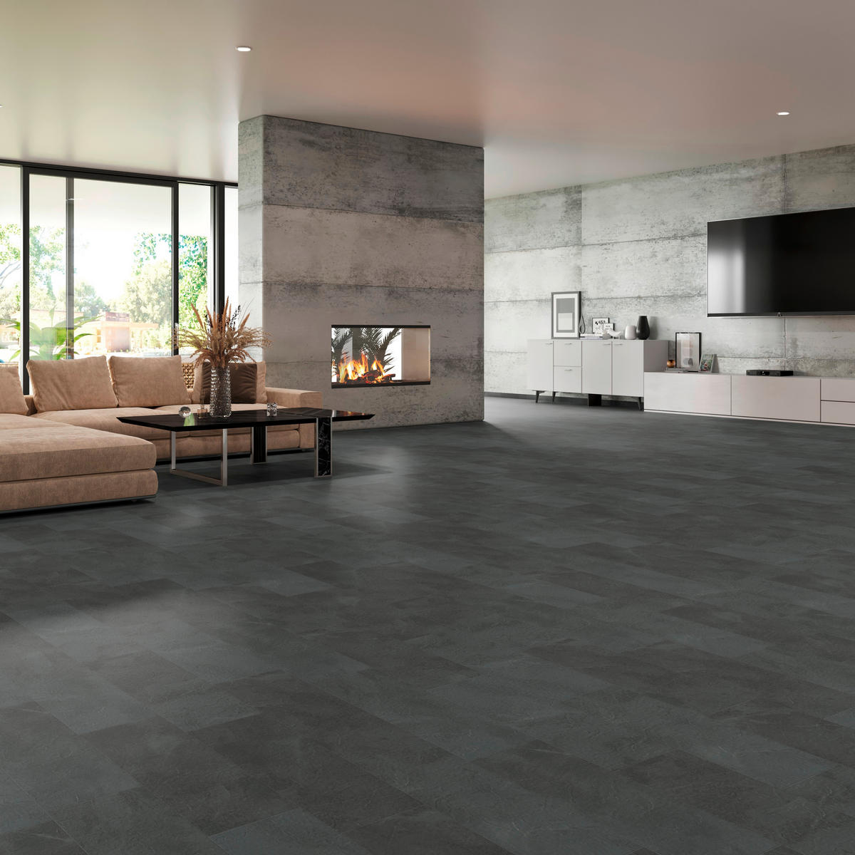 VINYLBODEN Eleganto Schiefer natur 100006601  per  m² - Schieferfarben, Design, Holz (121/28,8/1cm) - Tilo