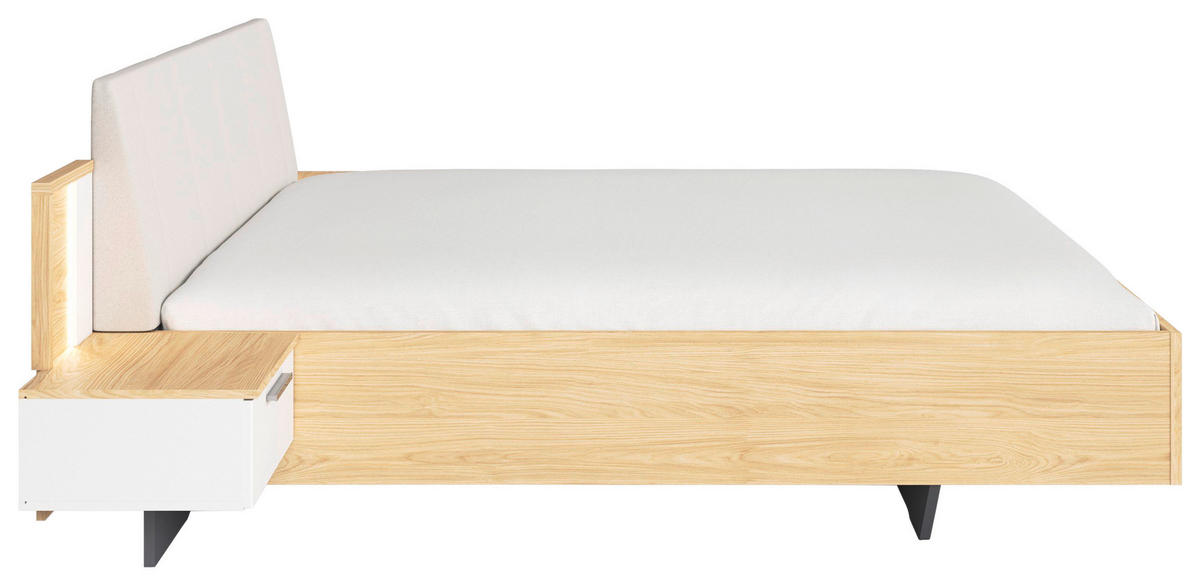 BETTANLAGE - Eichefarben/Weiß, KONVENTIONELL, Textil (180/200cm) - Rauch Möbel