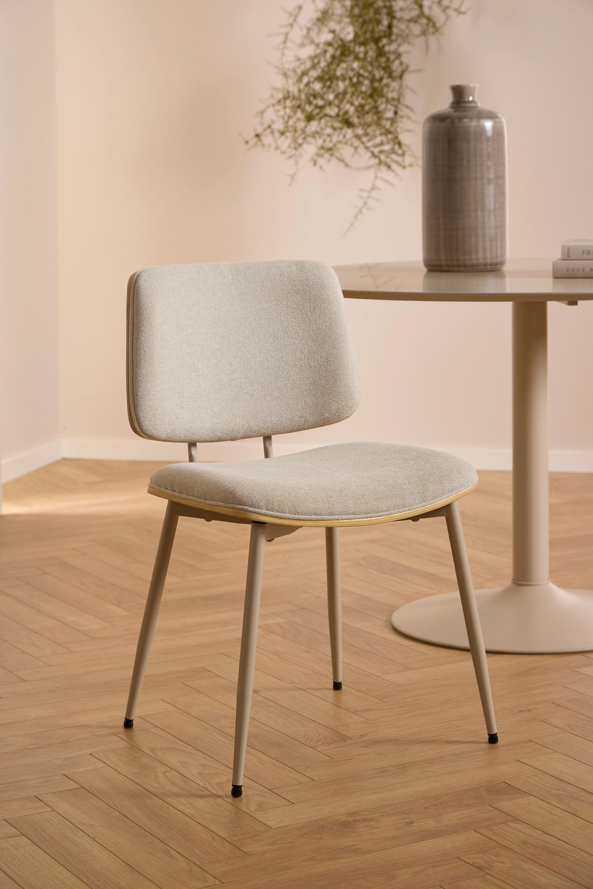 STOL stål struktur  - beige/naturfärgad, Trend, metall/trämaterial (51,5/82,5/53cm) - MID.YOU