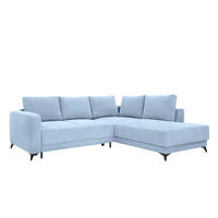 ECKSOFA CORTEZ in Hellblau  - Schwarz/Hellblau, Design, Textil/Metall (260/215cm) - MID.YOU